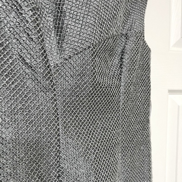 NEW KAY UNGER METALLIC SILVER TAILORED SHEATH COCKTAIL DRESS - Picture 9 of 13